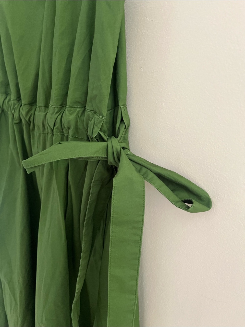 NWOT-Banana Republic Green Twisted Shoulder Poplin Maxi Dress, Extra Small Petit - Picture 6 of 10